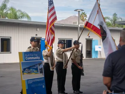 color guard presenting colors at outdoor event