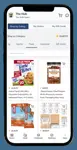 FosterFerret app open on cellphone displaying online store open to the Food category and displaying muffins, Clif Bars, pretzels and hot cocoa