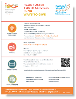 RCOE Foster Youth Services Fund Flyer