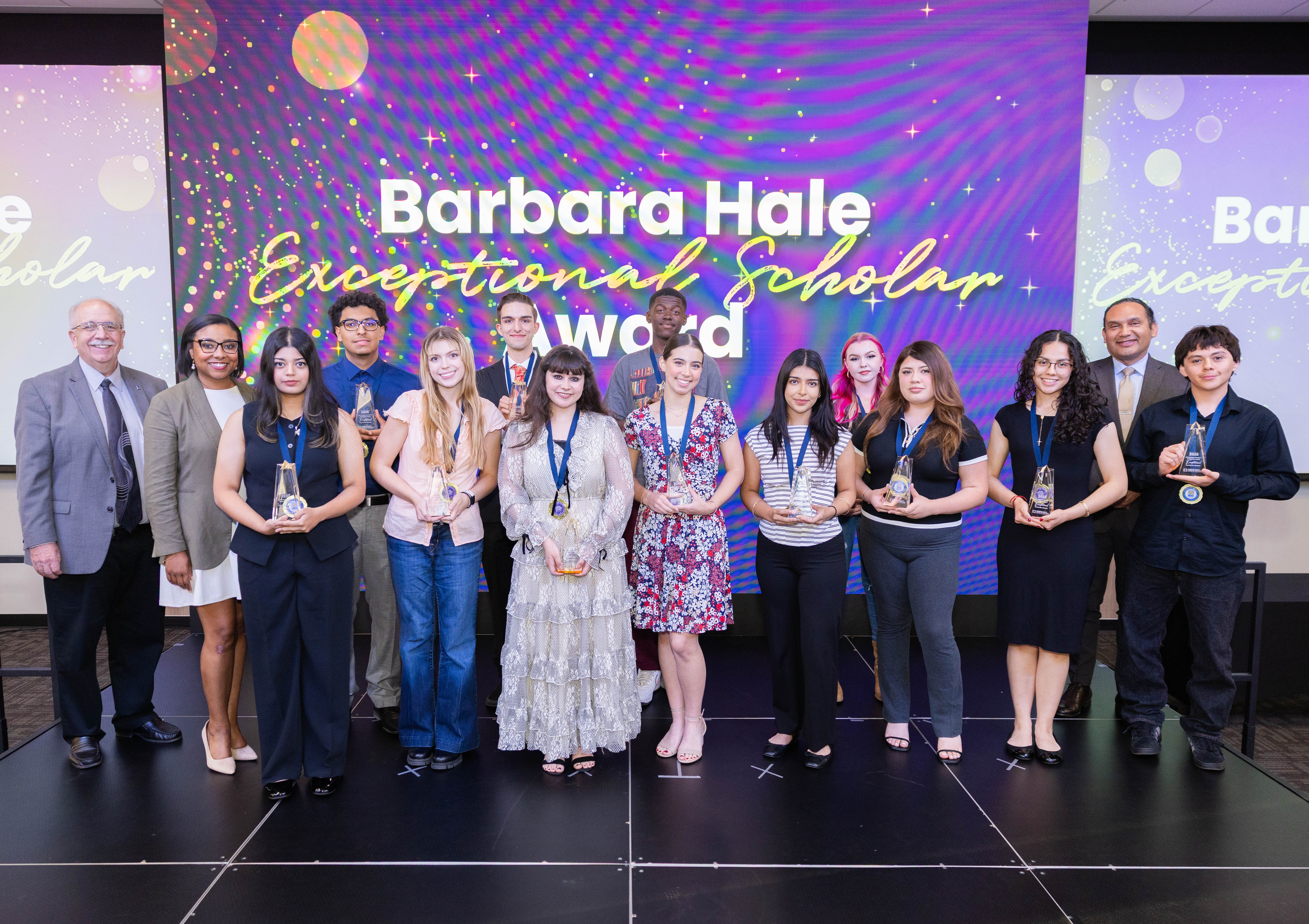 Barbara Hale Exceptional Scholar honorees on stage